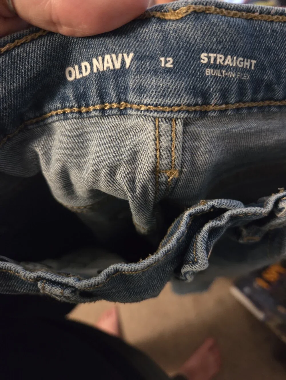 Girls old navy size 12 denim jeans pants straight built in flex